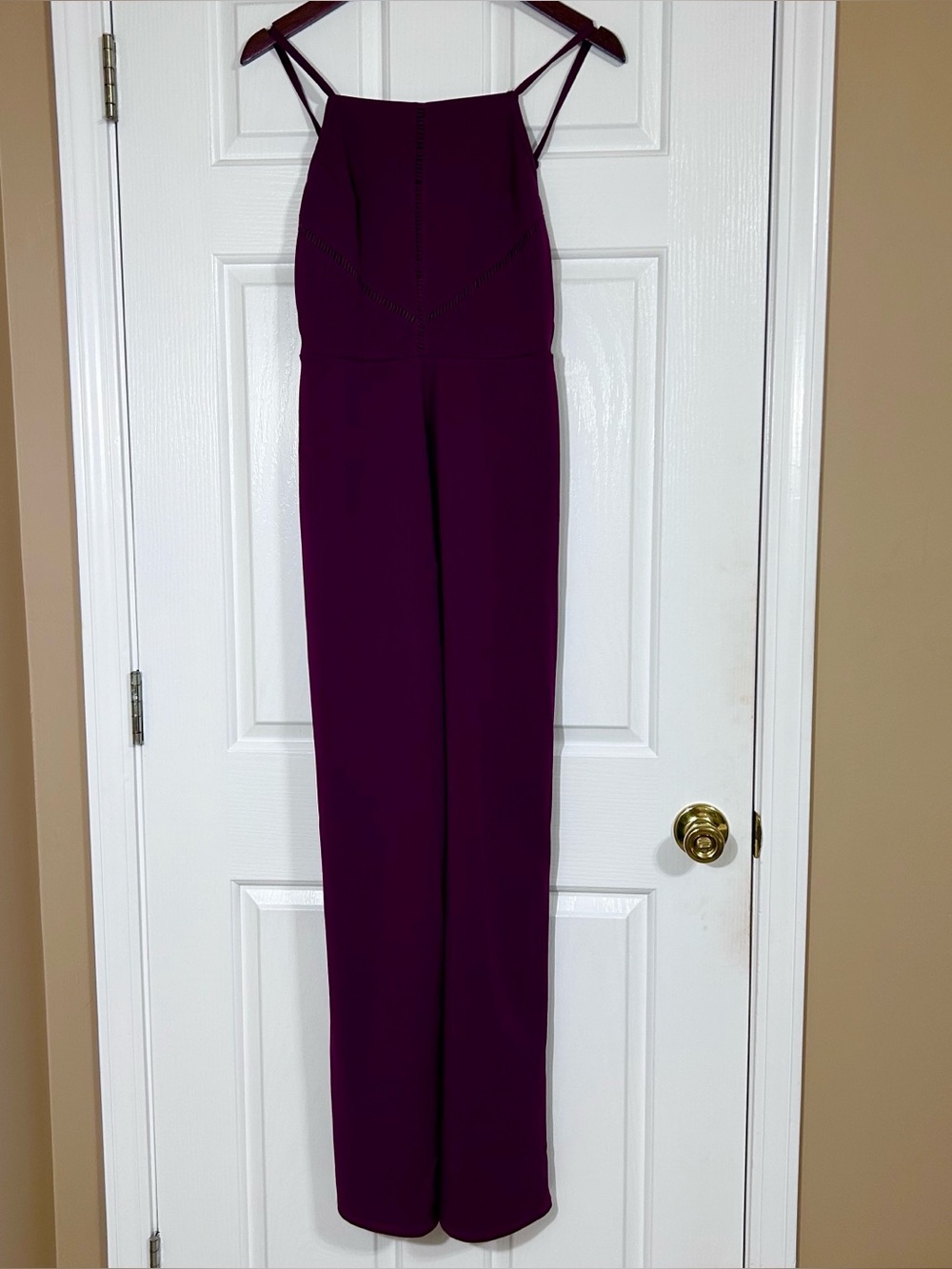 Altar'd State Maroon Burgundy Night Romance Ladder Trim Open Back Jumpsuit S